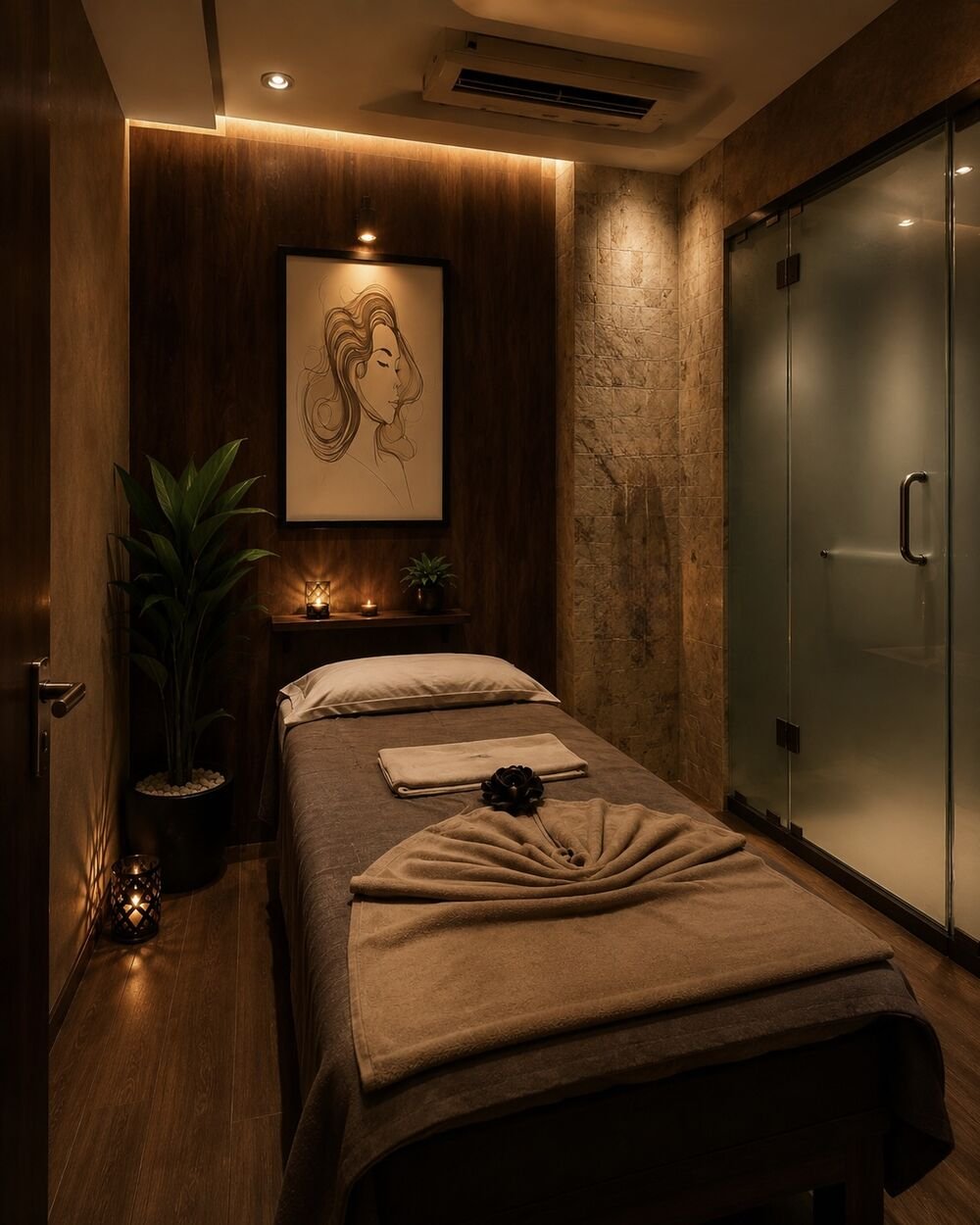 Massage table dressed in Thai patterned runner